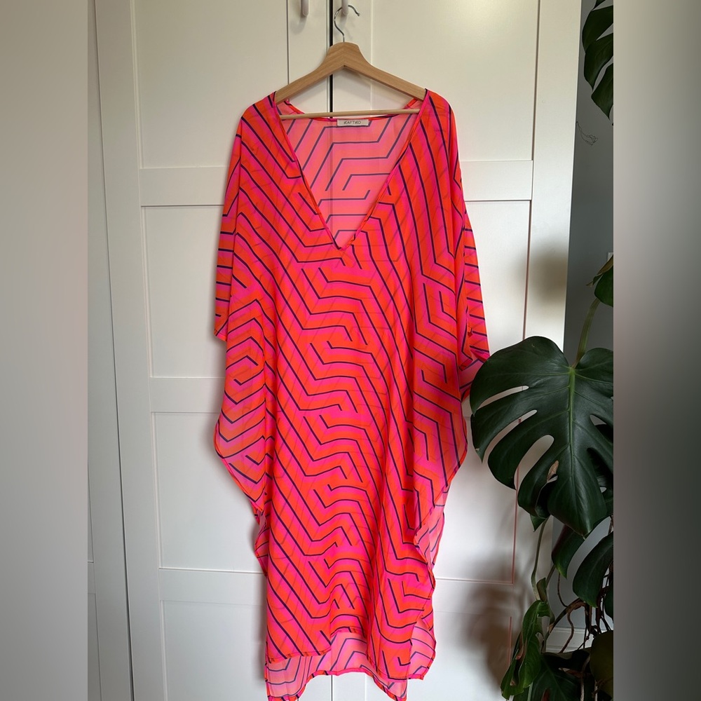 Women’s Pink Stripe Swim Coverup Kaftan